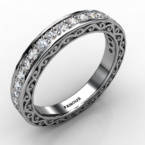 18k White Gold Wedding Band 0.437cts SKU: 0300748-18kw